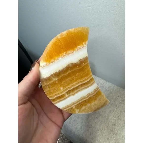 Banded Orange Calcite Moon - Picture 5 of 8